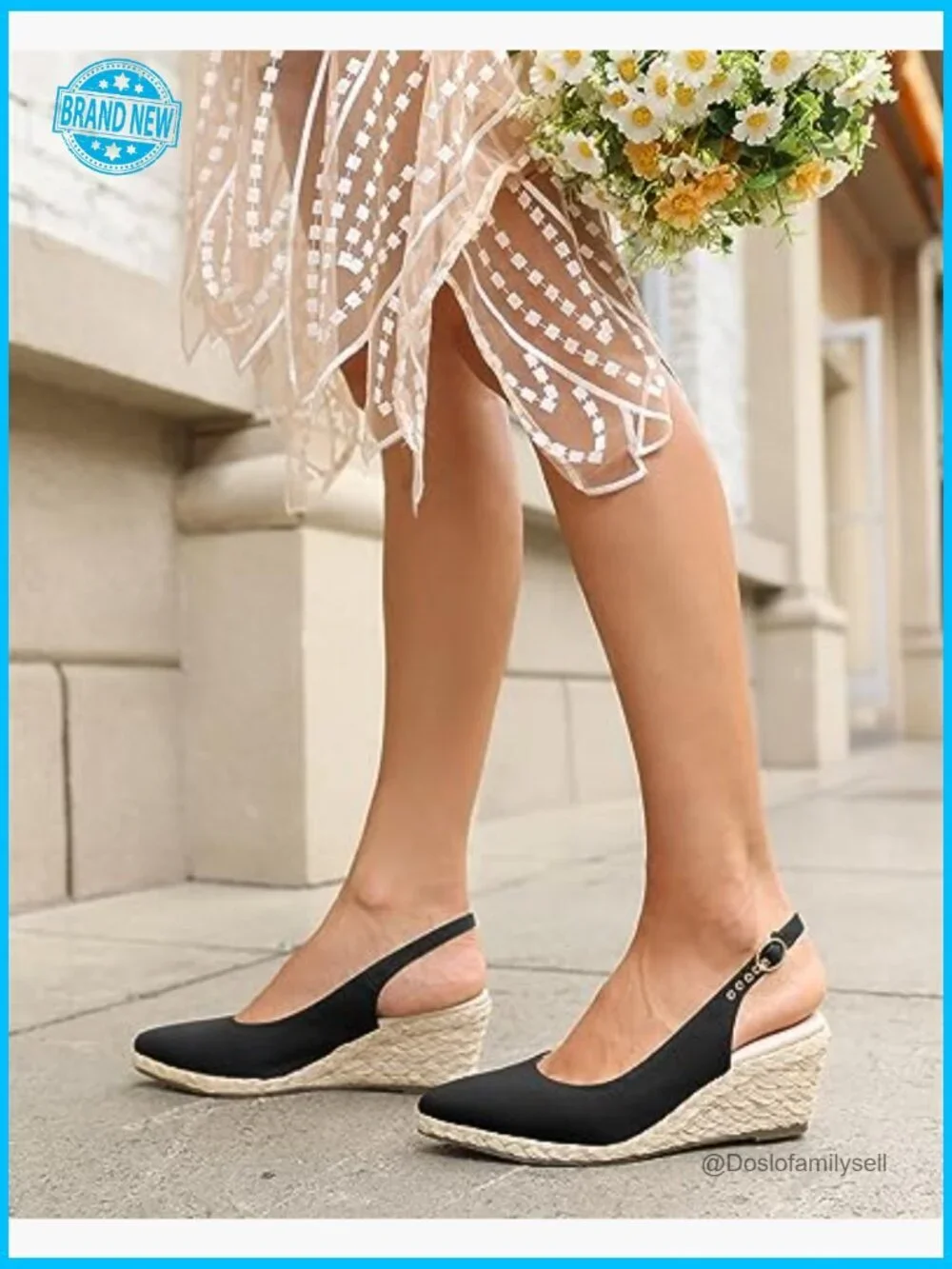 Womens Wedge Sandals Espadrilles Closed Toe Slingback Buckle Strap Comfortable